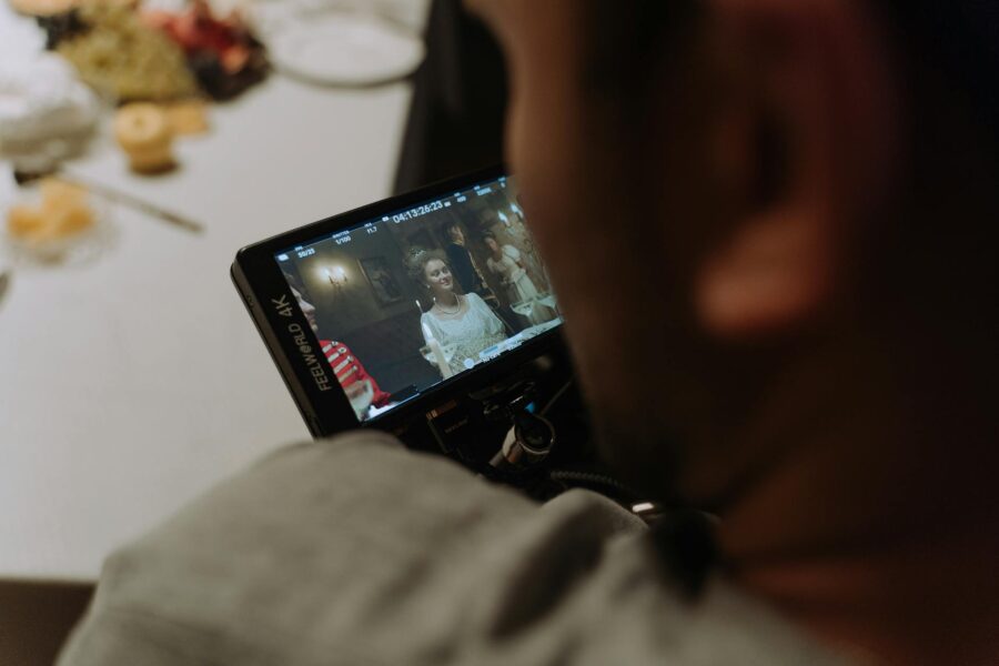 Movie set camera framing director monitor