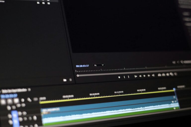 Video editing timeline closeup