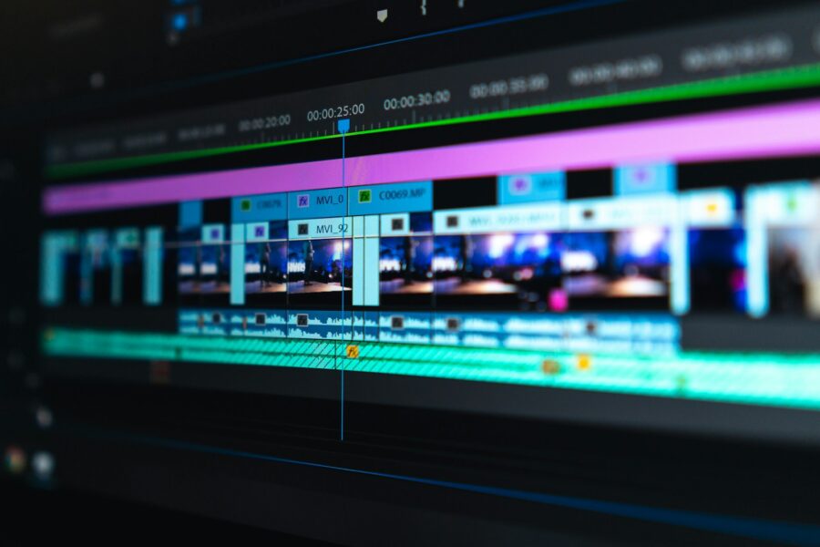 Film editing studio timeline screen