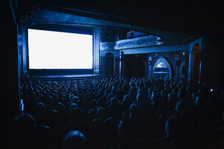 Cinema audience watching slow art film
