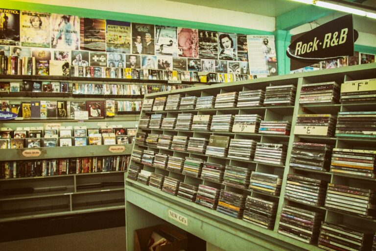 Video rental store shelves cassettes